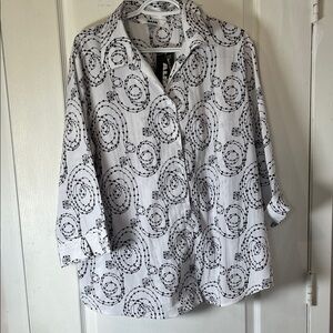 Alia Black and White Swirl Button Down Shirt